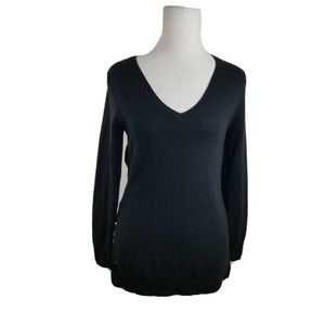 J BRAND Women xs Sweater 100% CASHMERE BLACK V-neck‎ Side Buttons
